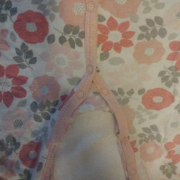 Baby Gear Pink and Green Floral Footies with Ruffled Sleeves​ - Picture 5 of 5